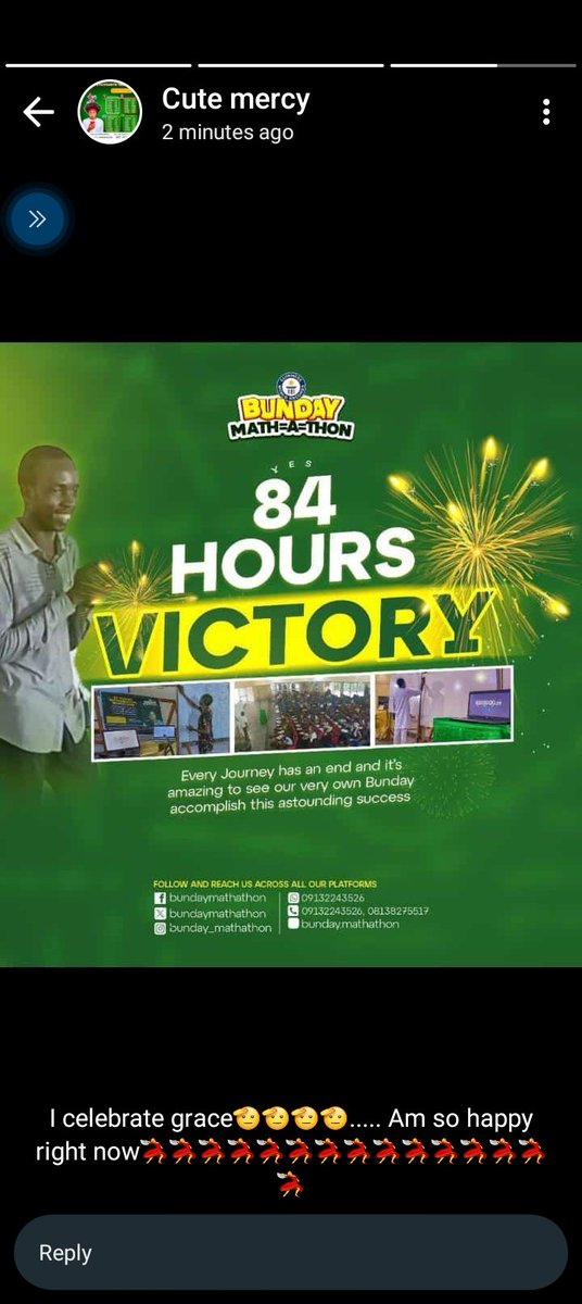RFakola's tweet photo. Every journey has an end and it’s amazing to see our very own Bunday come to this beautiful end.
The whole earth cannot contain our joy as we celebrate the FUTA Hero, world Icon and new record Holder- Samuel Emmanuel, Bunday
#84hours
#Gobunday
#Bundaymathathon
#GWR
@FUTAkure https://t.co/OuRzvoKhSX