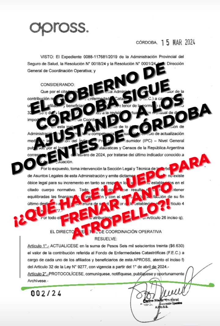 #LlaryoraHambreaMaestros 
MÁS AJUSTES AL SUELDO DE LOS DOCENTES DE CÓRDOBA
<a href="/MartinLlaryora/">Martín Llaryora</a> ¡¿Hasta cuándo?!