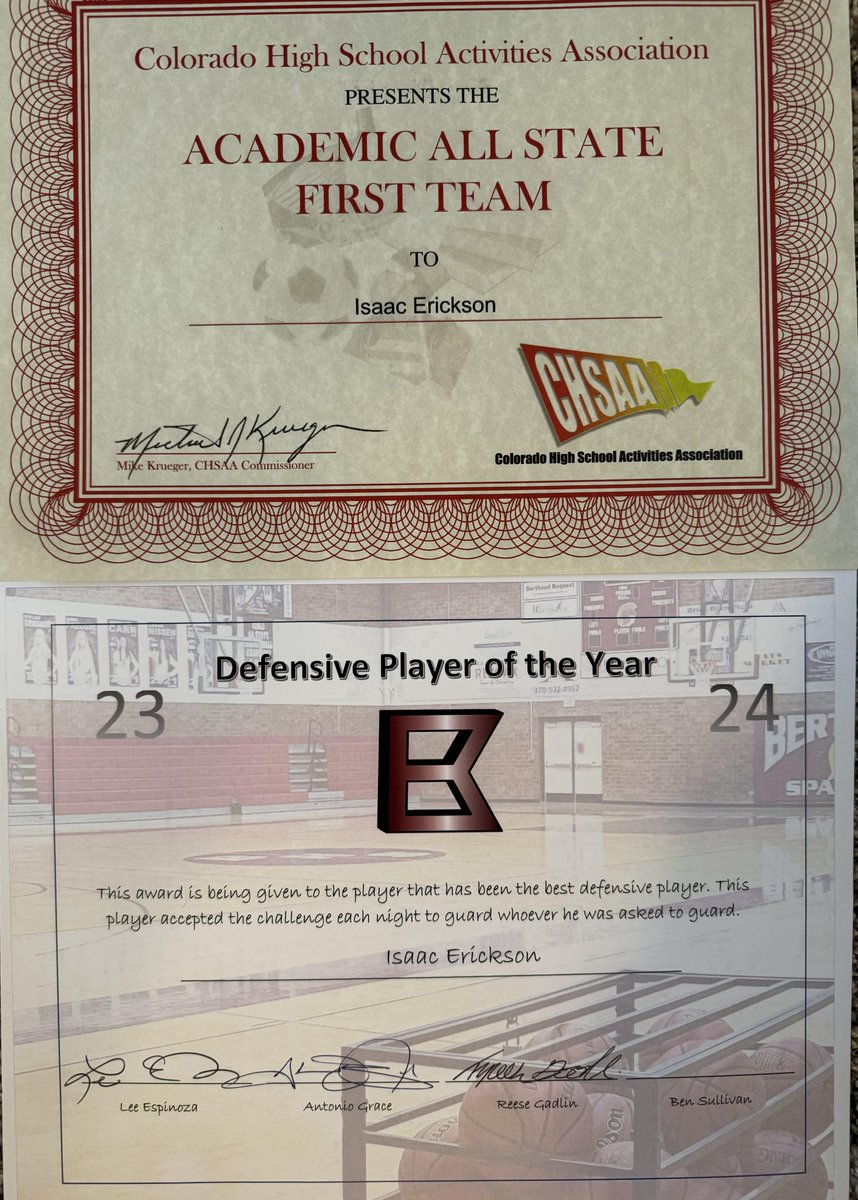 2023-2024 Basketball Season Awards: Academic All State First Team and voted Defensive Player of the Year by BHS teammates