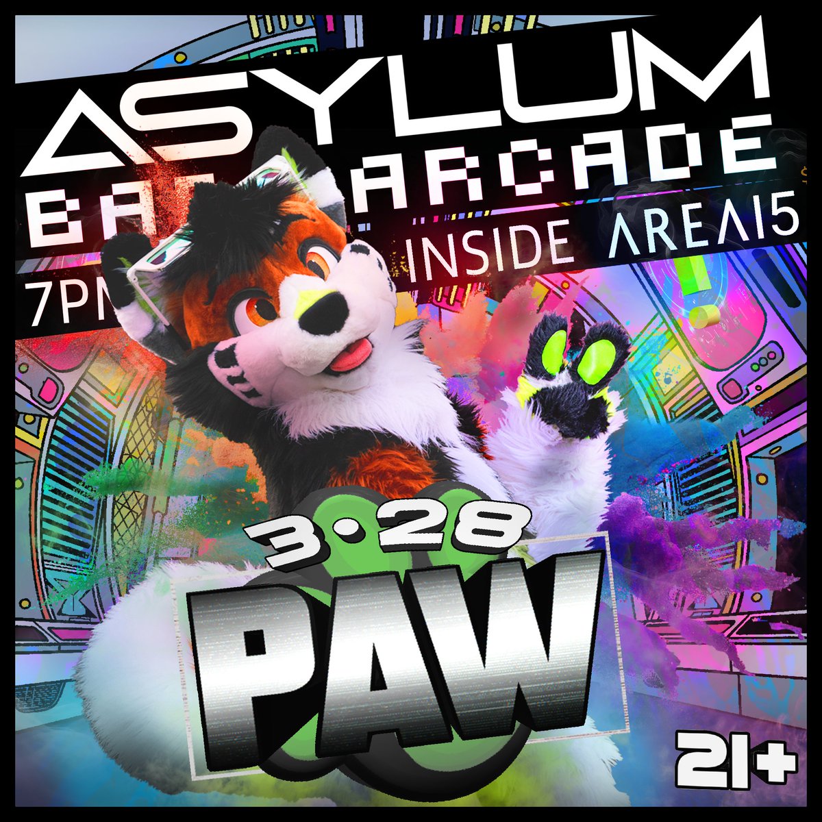 📢 REMINDER! 7PM Check-in for PAW will be located at The Asylum Bar + Arcade toward the back of AREA15.🎟️ ⚠️ Please keep event-oriented attire and activities within this space and The Sanctuary Lounge before 11pm. 🔗Area15.com/Events/PAW⬅️