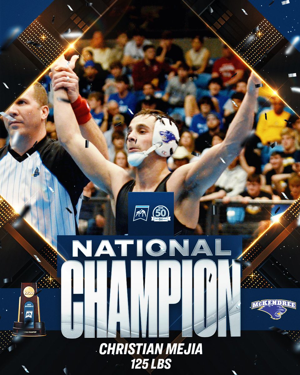 🚨125 LB CHAMPION🚨 @MckBearcats Christian Mejia is your first national champion of the evening! #D2Wrestle | #MakeItYours