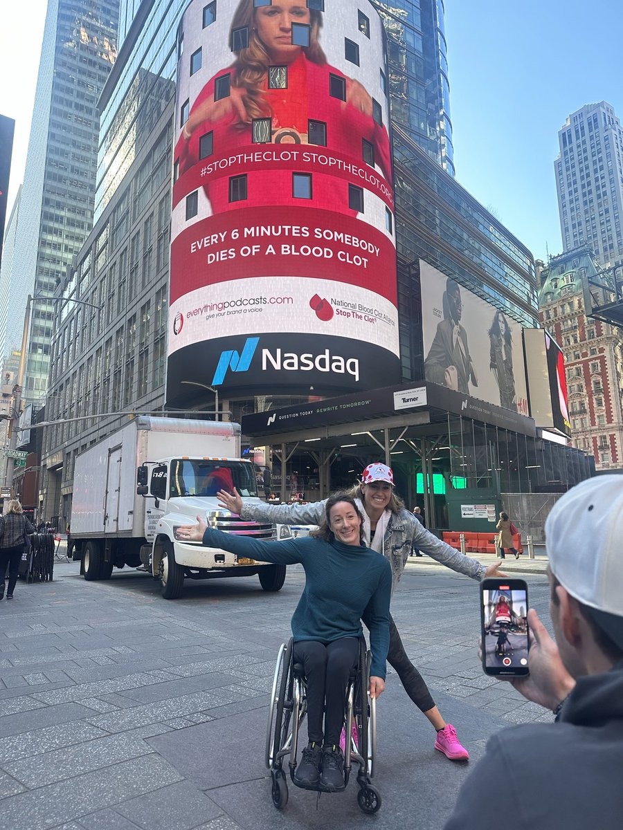 Leslie L. Lake (@lesllake) on Twitter photo Oh you know just two Olympians hanging out in front of the <a href="/Nasdaq/">Nasdaq</a> screen on a Saturday! <a href="/khoff09/">Katie Hoff Anderson</a> & <a href="/TatyanaMcFadden/">Tatyana McFadden</a> you two are fierce #bloodclot advocates!! Thank you for taking #bloodclot awareness to new heights! <a href="/StopTheClot/">NBCA</a> Oh you know just two Olympians hanging out in front of the <a href="/Nasdaq/">Nasdaq</a> screen on a Saturday! <a href="/khoff09/">Katie Hoff Anderson</a> & <a href="/TatyanaMcFadden/">Tatyana McFadden</a> you two are fierce #bloodclot advocates!! Thank you for taking #bloodclot awareness to new heights! <a href="/StopTheClot/">NBCA</a>