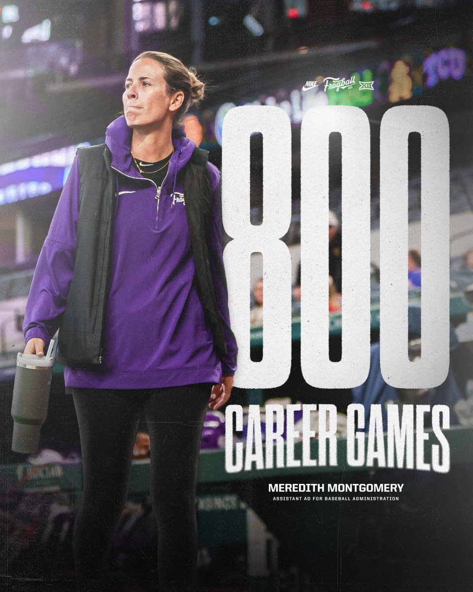 TCU_Baseball's tweet photo. 𝟖𝟎𝟎 𝐂𝐚𝐫𝐞𝐞𝐫 𝐆𝐚𝐦𝐞𝐬 - 𝙈𝙚𝙧𝙚𝙙𝙞𝙩𝙝 𝙈𝙤𝙣𝙩𝙜𝙤𝙢𝙚𝙧𝙮  

5⃣4⃣7⃣ wins
6⃣ CWS 
7⃣ Supers  
1⃣1⃣ Regionals  
1⃣3⃣ Conference titles  

#FrogballUSA | #GoFrogs https://t.co/CoAEzDhGF4