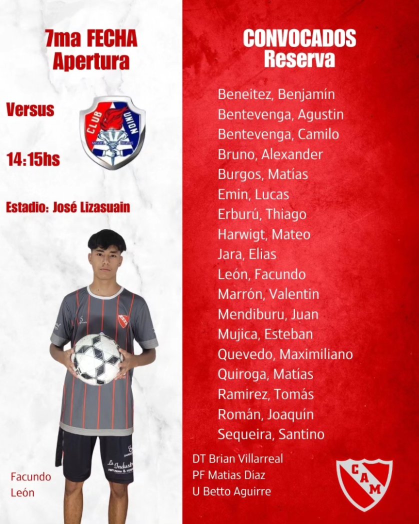 Mañana juega el ROJO con <a href="/CUMRoficial/">Club Unión MR</a>