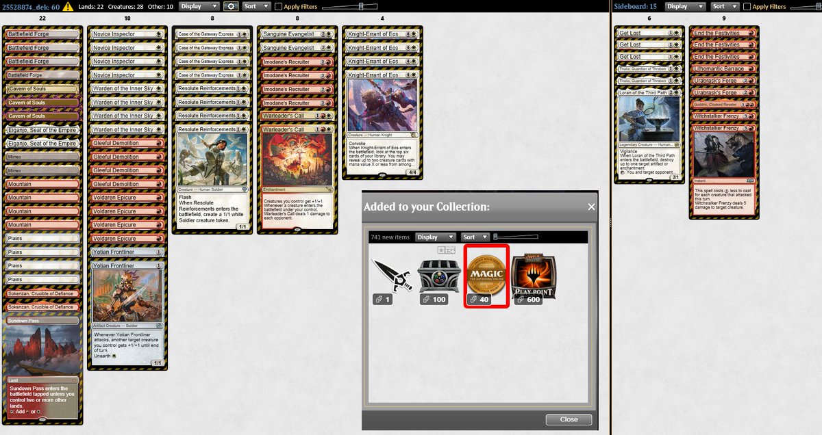 Picked up my 3rd challenge win of the year with convoke deck list and match ups below
ub✅❌✅
bant poison ❌✅✅
esper✅❌✅
mirror✅❌✅
temur ramp✅❌❌
domain❌✅✅
temur ramp ✅✅
 top8
uw✅✅
ub control✅✅
ub reanimator✅✅

Deck and sideboard felt great!