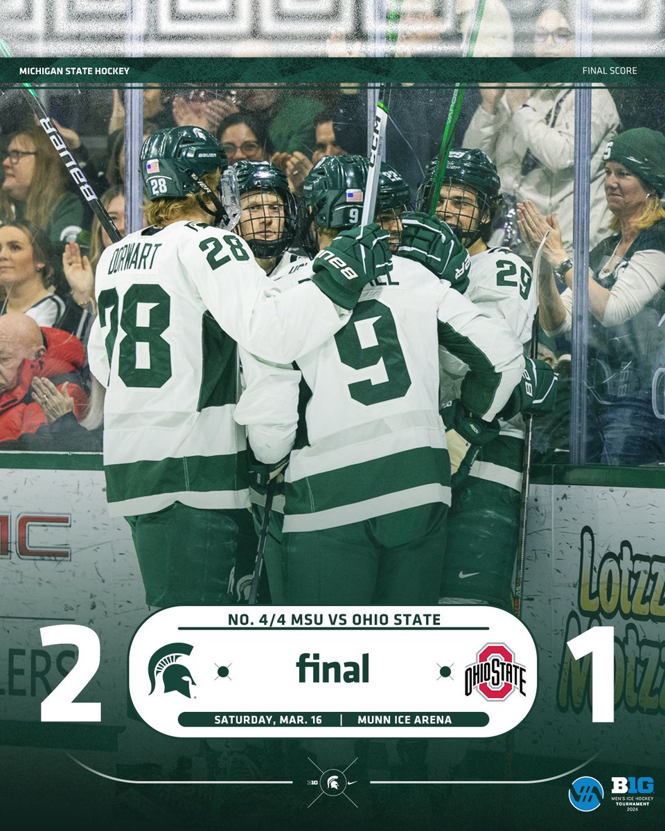 VICTORY FOR MSU! Spartans win 2-1 and advance to the B1G Championship! #GoGreen