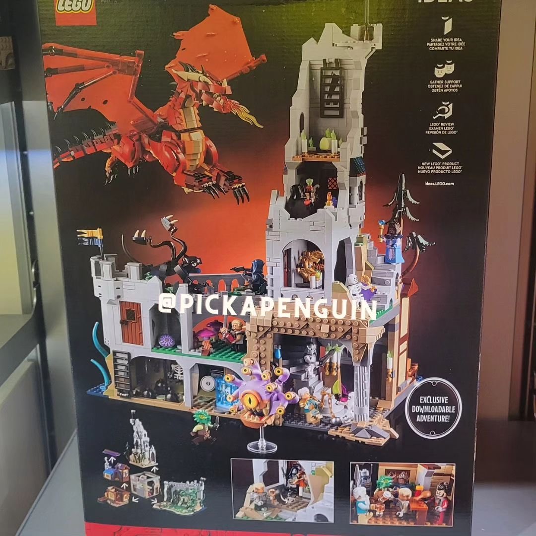 TieflingMelissa's tweet photo. THE LEGO D&amp;D SET GOT LEAKED AND IT KINDA FUCKS??!

Red Dragon, Displacer Beast, Beholder, Gelatinous Cube, Myconids, Skeletons… All look lore accurate too

So many minifigures too!! I adore the Dragonborn Bard

And a D&amp;D adventure too? Presumably related to the set’s locale https://t.co/WSVjZzJcau