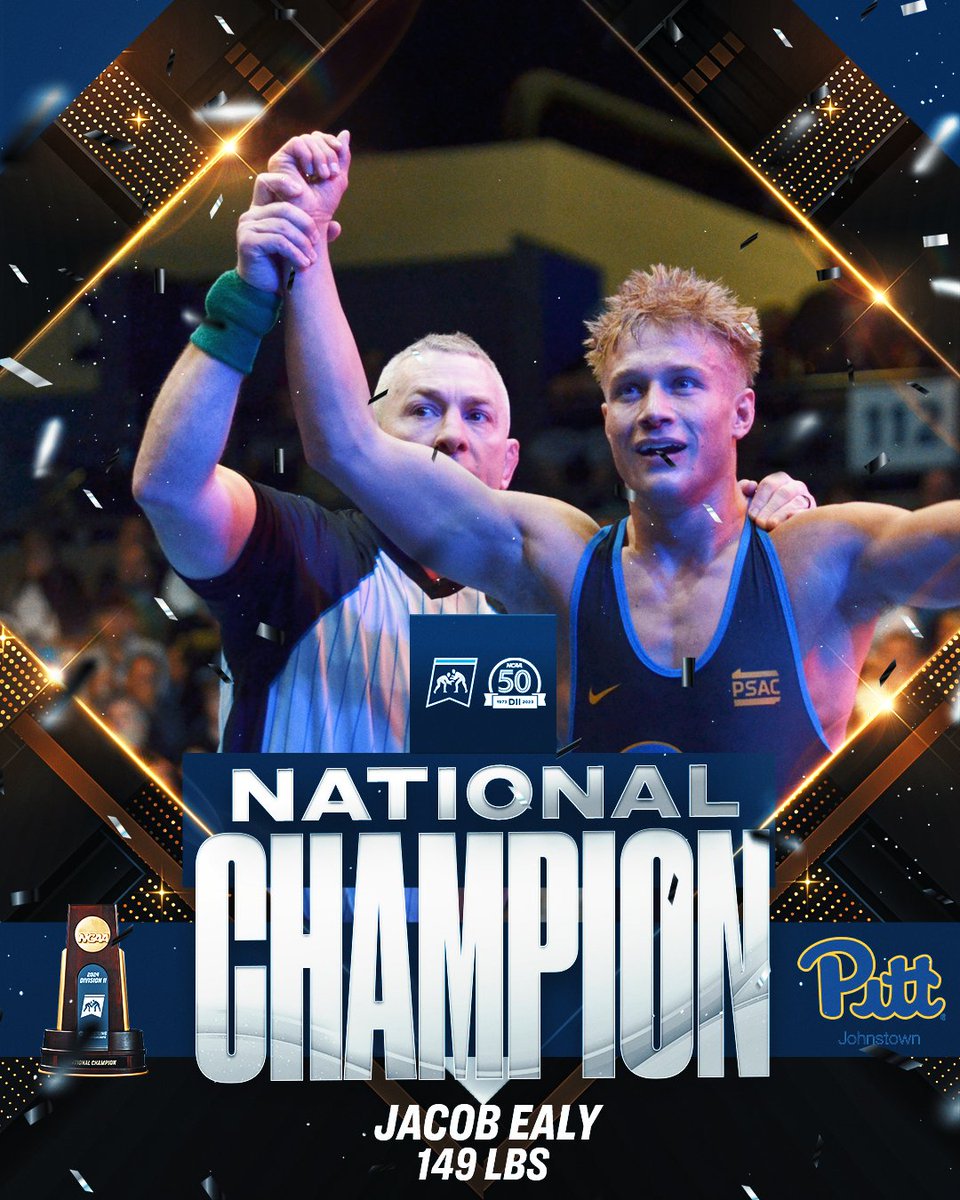 NCAA Division II (@ncaadii) on Twitter photo 🚨149 lb CHAMPION🚨
<a href="/MtnCatAthletics/">Pitt-Johnstown Athletics</a> Jacob Ealy earns a national title with a 12-7 decision.
He is a four-time All-American
#D2Wrestle | #MakeItYours 🚨149 lb CHAMPION🚨
<a href="/MtnCatAthletics/">Pitt-Johnstown Athletics</a> Jacob Ealy earns a national title with a 12-7 decision.
He is a four-time All-American
#D2Wrestle | #MakeItYours