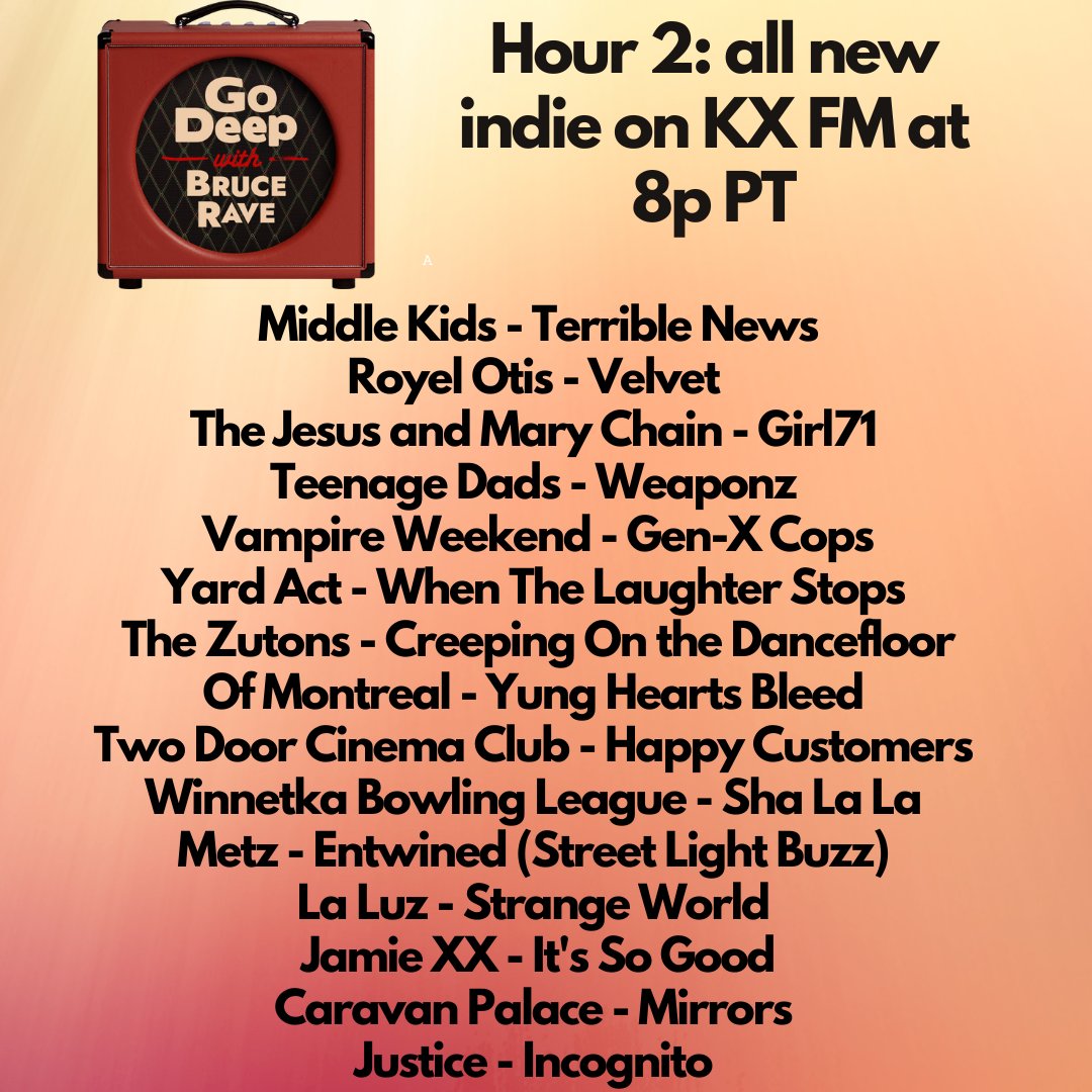 Saturday Night Streaming: Here's the all new indie that will spin on my @KXFM_ show tonight from 7-9 PT. Stream show at kxfmradio.org/player, with our app, on iHeart or on TuneIn.