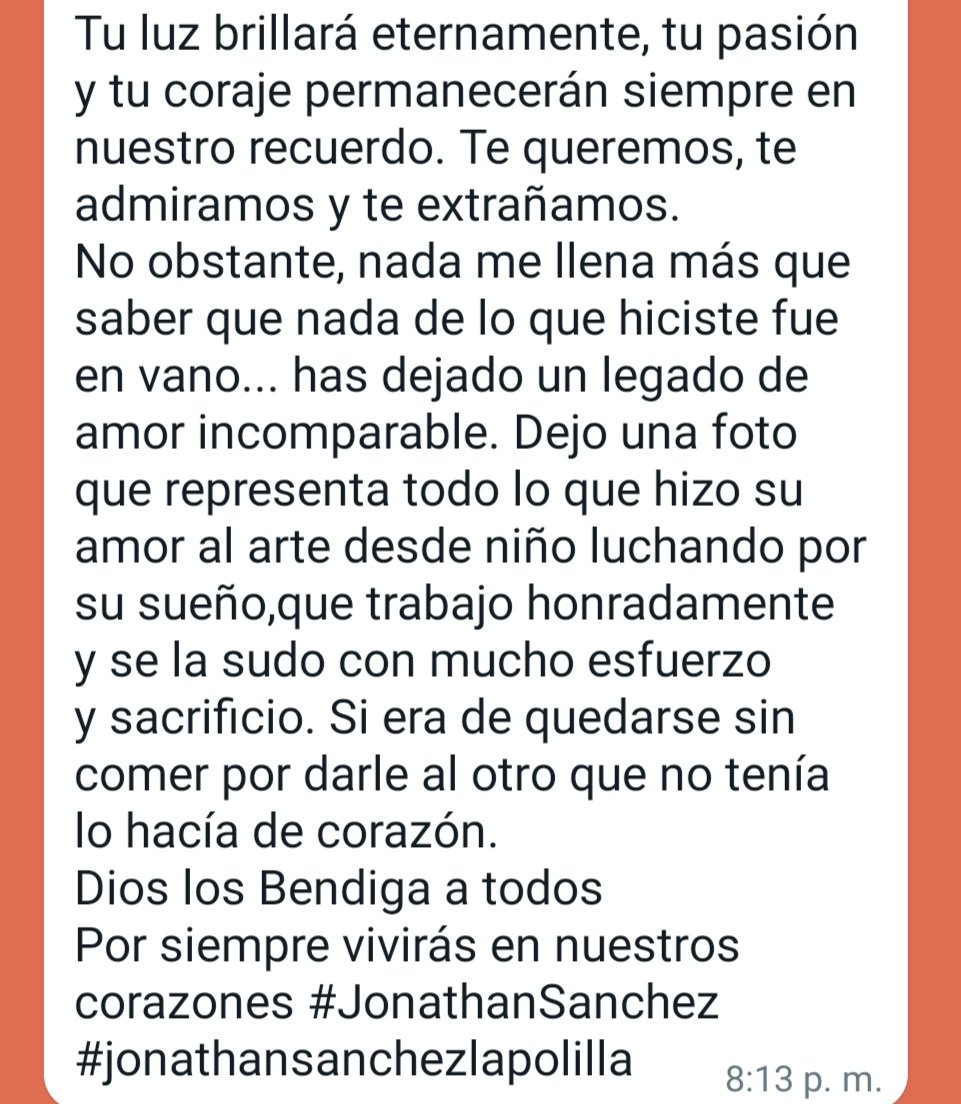 elsemanarioec's tweet photo. ⛔️EN EL CASO PURGA EXISTEN CHATS SOBRE ASESIN4TO DE JONATHAN SÁNCHEZ "LA POLILLA" .
HERMANO DE LA POLILLA SE PRONUNCIA.
No queria pronunciarme pero lo hago por la memoria de mi hermano y porque aún estando en el cielo te defenderé. #JonathanSanchez #jonathansanchezlapolilla https://t.co/a3yafbGKhf