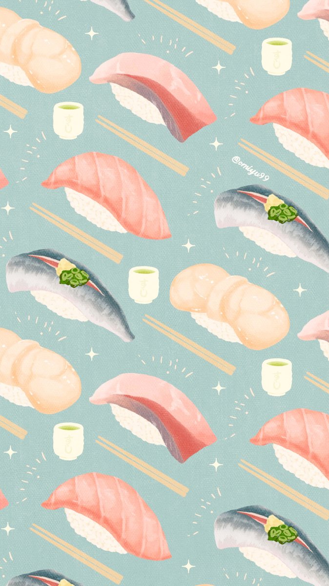 おすしページ お寿司な壁紙🍣🐟 #illust #illustration #壁紙 #イラスト #iPhone壁紙