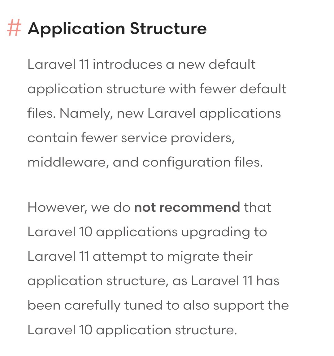 pujiantodev's tweet image. Laravel 11 sudah rilis.🎉
Perubahan besar nya ada pada struktur default yang berubah.
Project existing (laravel 10) tidak direkomendasikan untuk migrasi struktur laravel 11, karena laravel 11 sudah di desain compatible dengan struktur laravel 10.
#laravelphp 👍