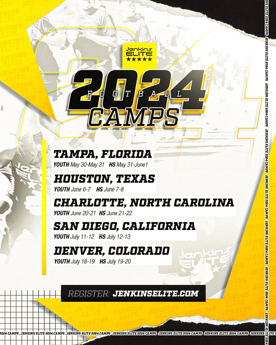 Camp season is here, 5 stops this summer! Youth & HS camps at each stop! Hope to see y’all there! ⭐️⭐️⭐️⭐️⭐️ @jenkins_elite