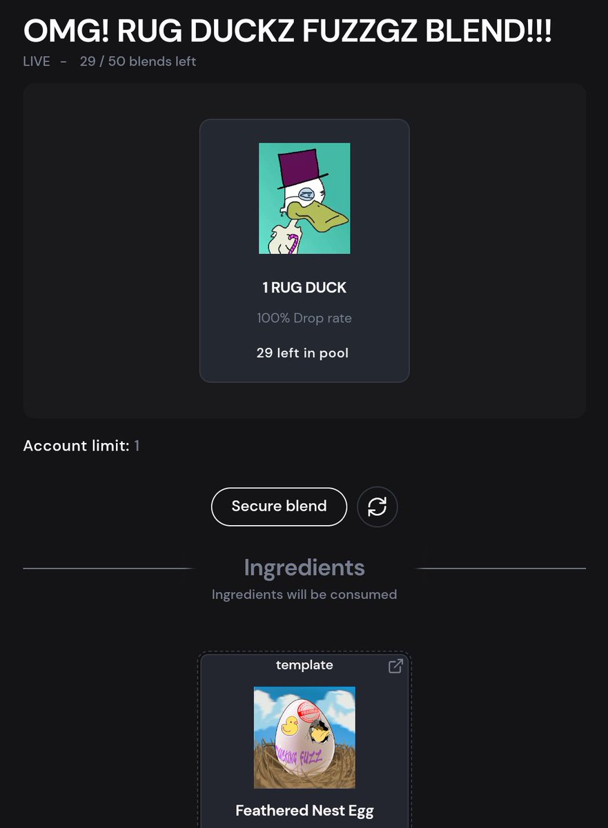 29 Rug Ducks left. Glitch duck still has yet to be claimed.
neftyblocks.com/collection/rar…

#GetRuggedOnWax