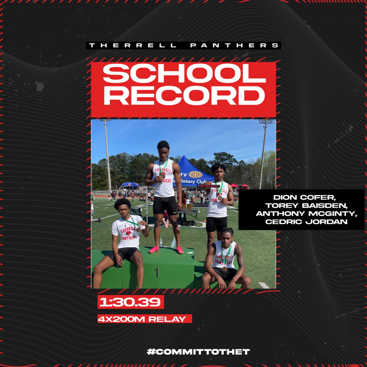 Rewriting the record books on the trail. Shoutout to these guys for setting new school records in the 100m dash and the 4x200m relay. #CommitToTheT <a href="/APSTherrell/">D. M. Therrell High School</a> <a href="/therrellathlet1/">D.M. Therrell Athletics</a> <a href="/coachjamison1/">BJ Jamison</a>