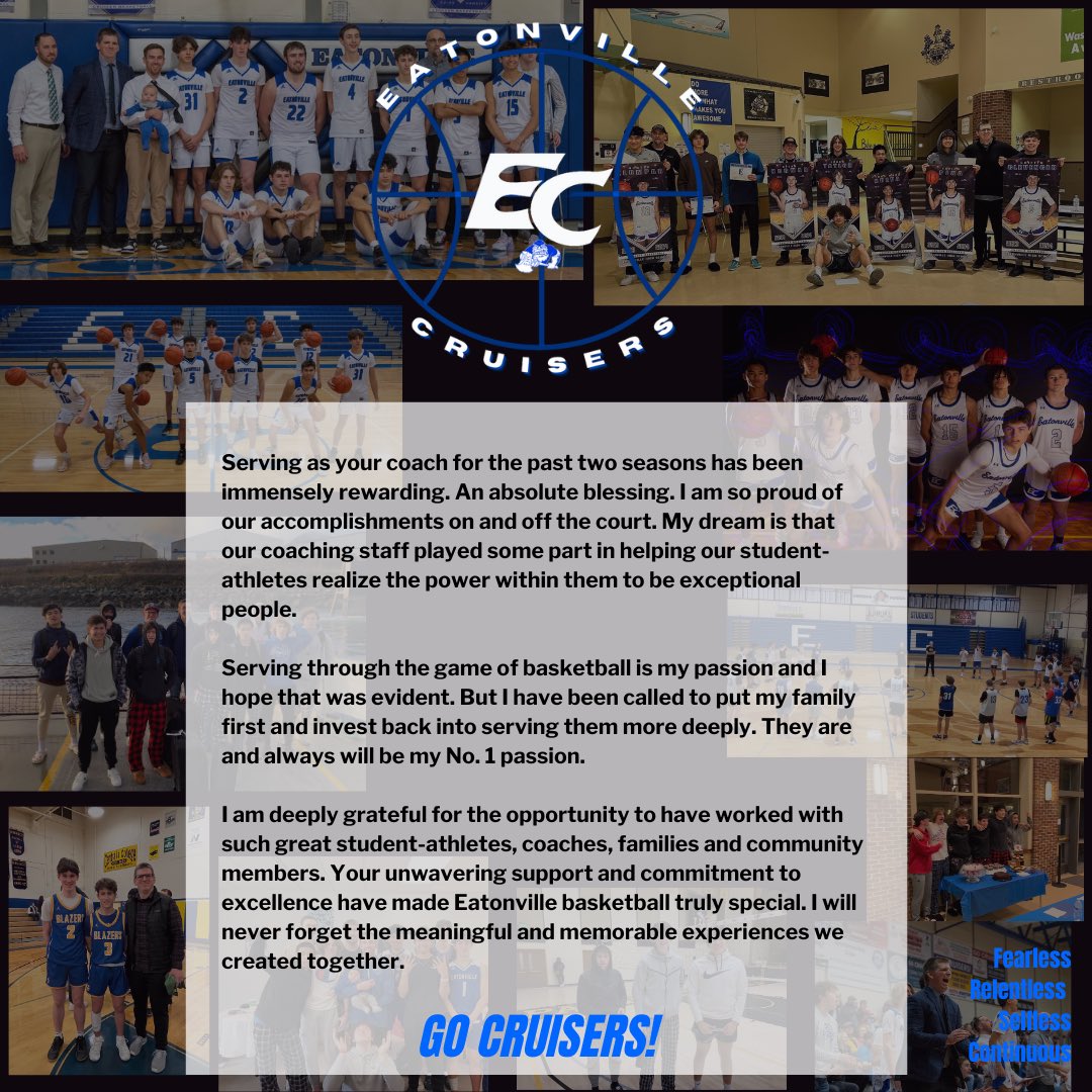 Incredibly blessed to have coached Eatonville basketball. Two years I will never forget. 

#GoCruisers!