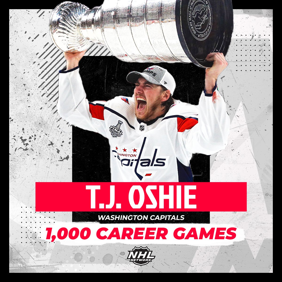 NHLMedia's tweet image. Welcoming the newest member of the 1,000 Games Club, @TJOshie77 😎

#ALLCAPS | #TJ1K