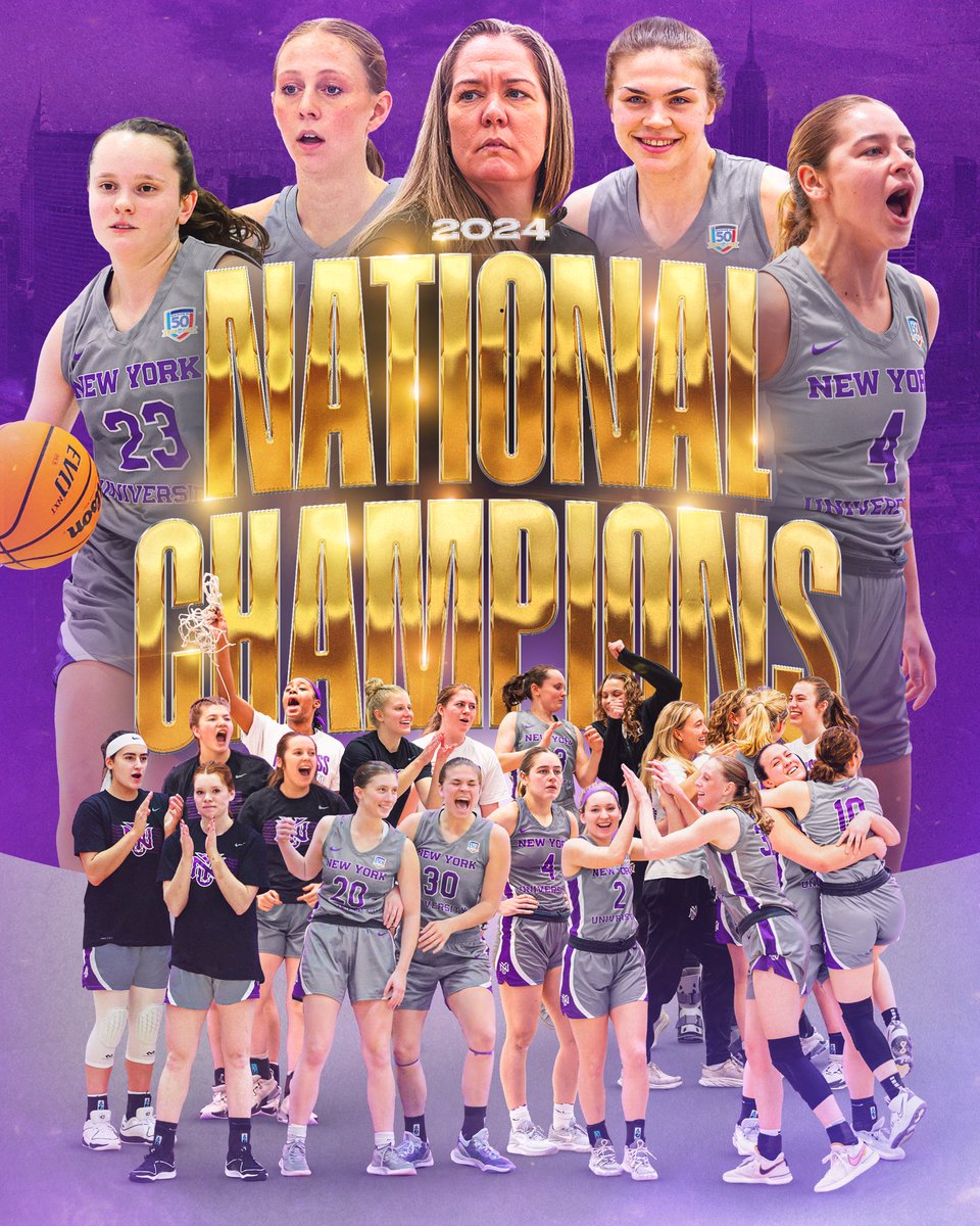 START SPREADIN’ THE NEWS #OwnTheCity SIX OF SIX! YOUR 2024 NATIONAL CHAMPIONS: @nyuwomenshoops @nyuniversity finishes the year undefeated with a program-best 31 wins and captures their second national title in school history! 🎨 by @_zachblatter