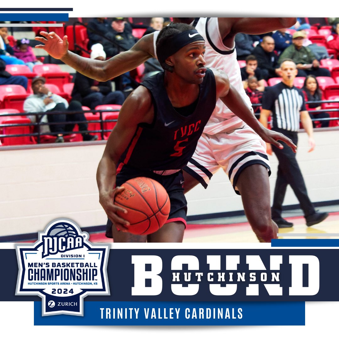 Ticket? Punched. 🏀 The Trinity Valley Cardinals are headed to Hutchinson for the 2024 #NJCAABasketball DI Men's Championship after earning the Mid-South District Championship title! 🎟️👊 njcaa.org/sports/mbkb/20…