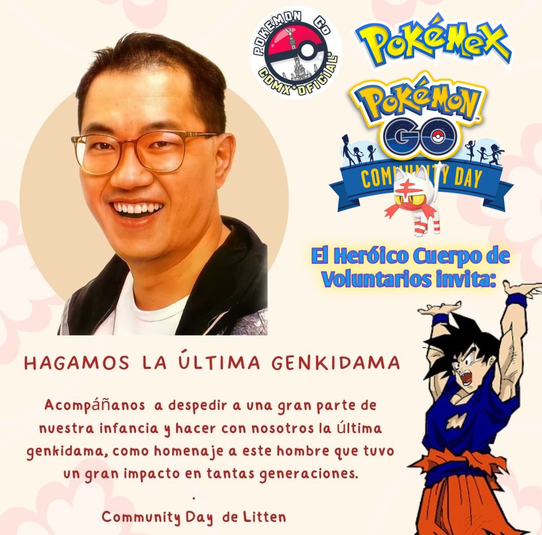 OmarChM10's tweet photo. ¡Muchas gracias Akira Toriyama!
🙌💥🥳

La Comunidad de #PokemonGO en Alameda Central te agradece por regalarnos una infancia feliz y llena de hermosos recuerdos. La Última Genkidama mantendrá tu legado para siempre.

#PokemonGOCommunityDay 
#DragonBall https://t.co/4sbjmczzTW