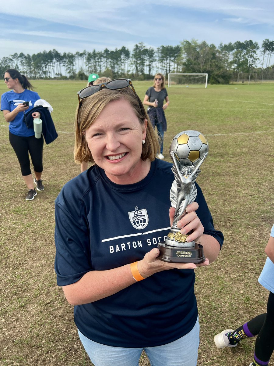 I’m so proud of this @BartonAcademy soccer team! They played “up” in a high school JV tournament today, won all three games, and earned the trophy for their division! Thanks to @MGM_Vikings soccer for the invite and for the kindness of the Viking ball boys working the event! ⚽️💙