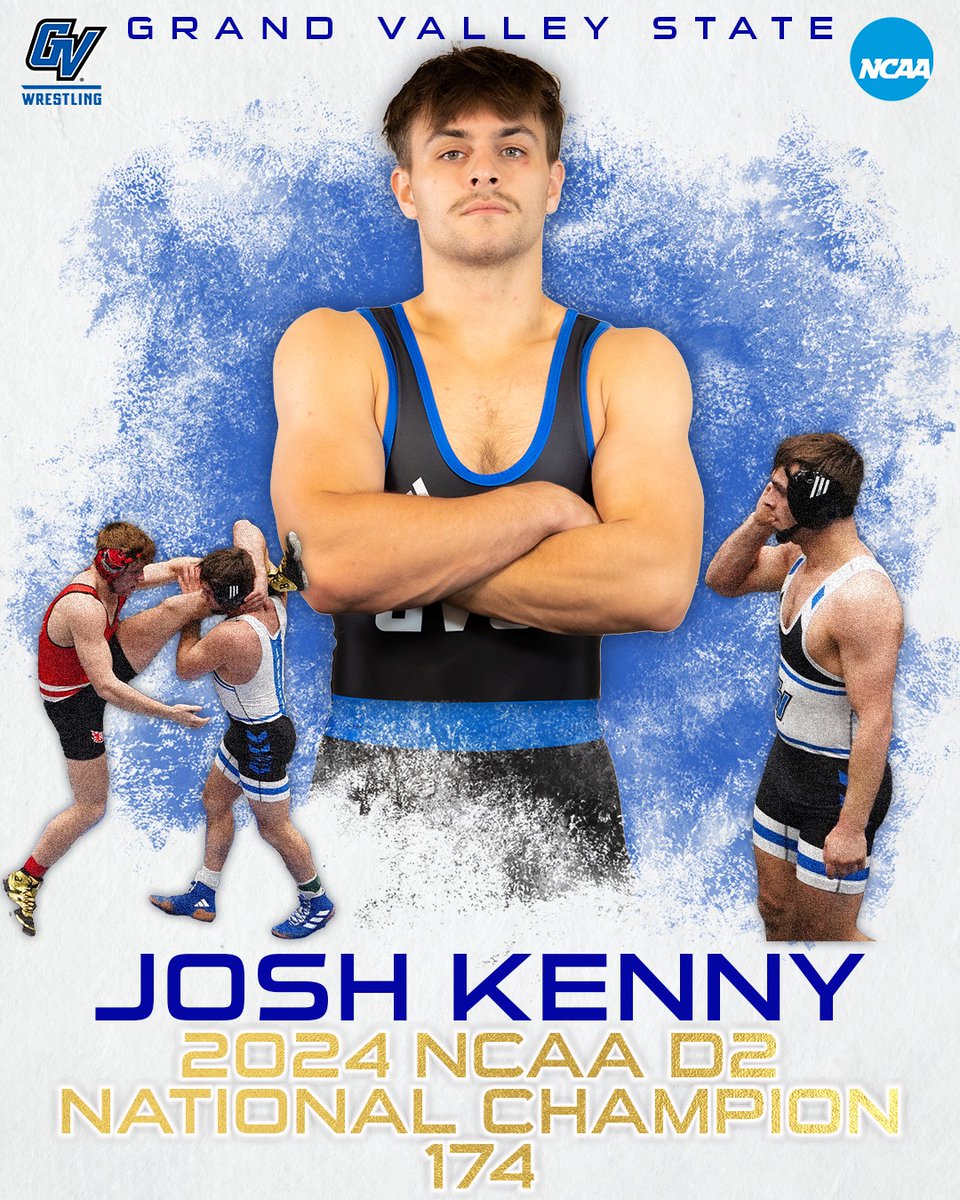 🥇 NATIONAL CHAMPION 🥇 Your 2024 NCAA DII Wrestling National Champion at 174-pounds is JOSH KENNY. Kenny recorded a fall at 4:47 of the second period and finished his sophomore season 32-5. #AnchorUp