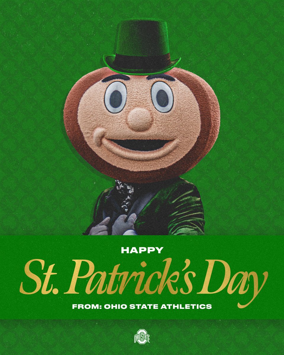 OhioStAthletics's tweet photo. 🎩 @Brutus_Buckeye is bringing the pot of gold today 🌈☘️

Happy St. Patrick’s Day Buckeye Nation ‼️ https://t.co/5OuyNHSsDA