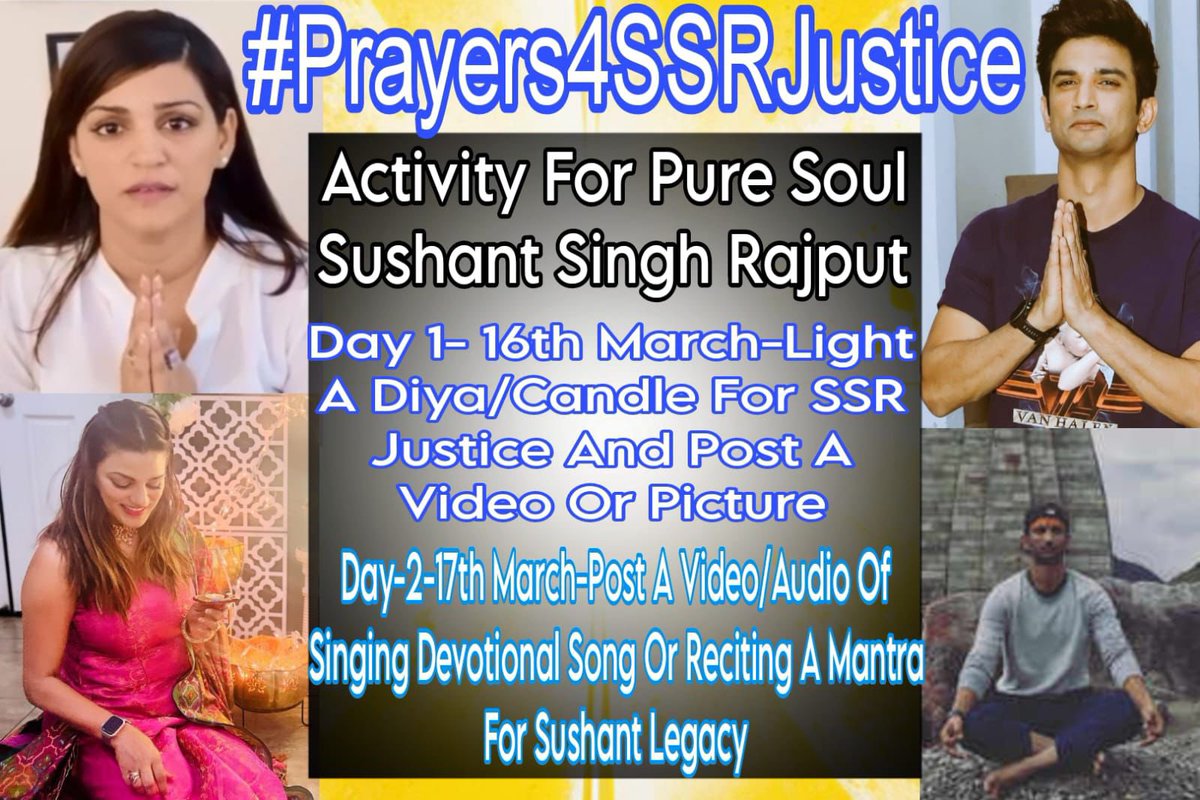A devotional soul filled love , humanity and positivity who believed that god exists . Let’s remember as a great example of a pure soul and let the world remember as a person who never showed any ego or jealousy . Let’s continue with the second day activity #Prayers4SSRJustice