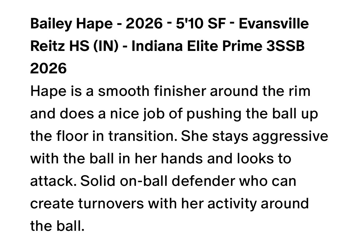 I appreciate the write up, @MasonHAsher ! Thank you so much for watching my @INElitePrime teammates and I play today! @IndianaEliteWBB @Reitzgirlsbball @AsherScouting