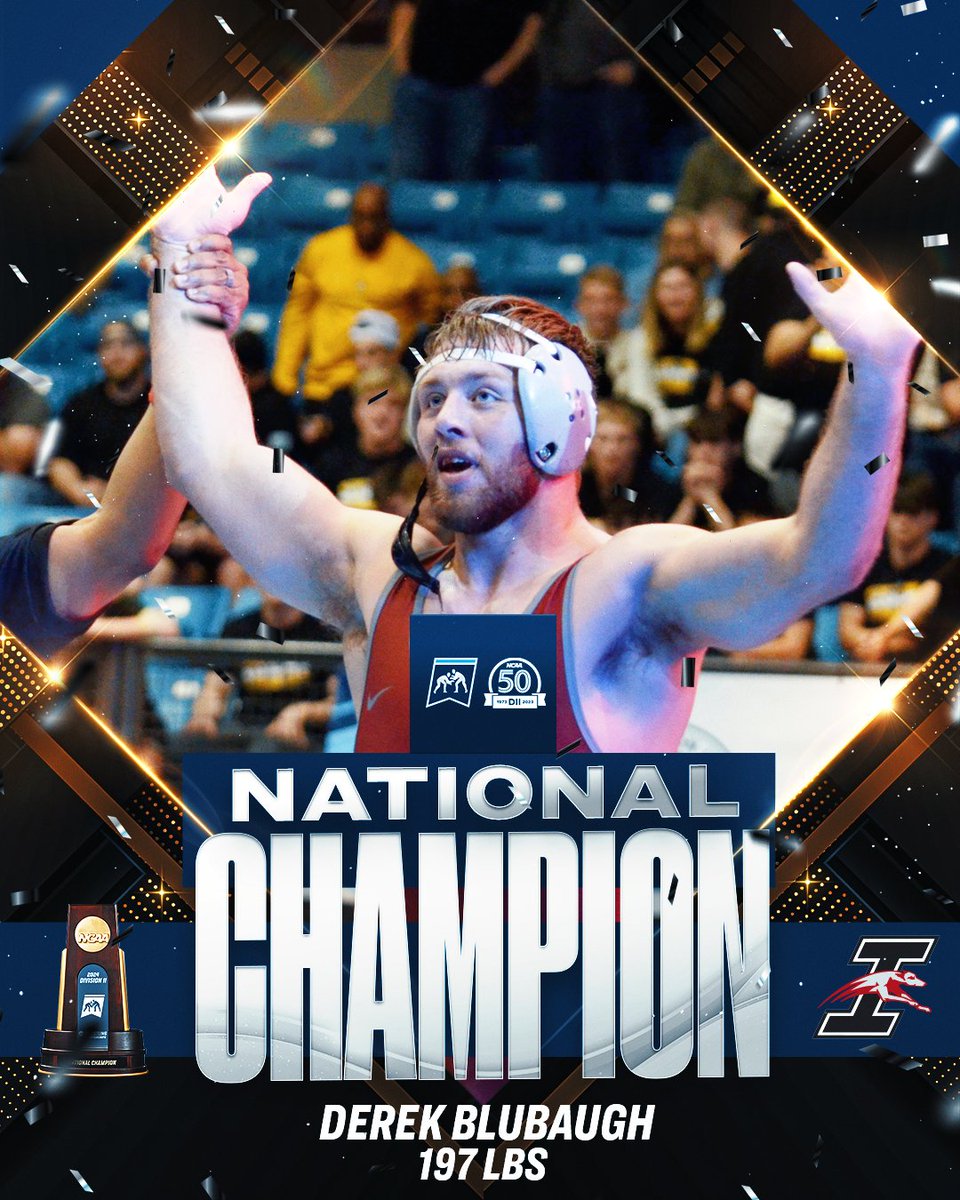 🚨THIRD TIME’S THE CHARM🚨 This has been our finals match at 197 lbs for three years. This year @UIndyathletics Derek Blubaugh earns himself his FIRST national championship after taking second the previous two years. #D2Wrestler | #MakeItYours