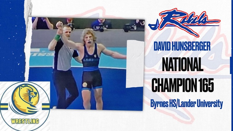 SpartanburgD5's tweet image. Rebel wrestling alumni and Lander Bearcat, David Hunsberger, is a NATIONAL CHAMPION 🏆 Way to go, David! 💪🏻 We are so proud! 💙 #OnceARebel #AlwaysARebel