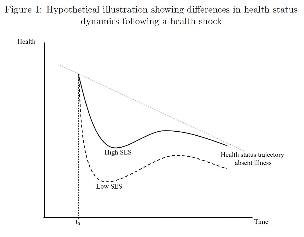 New paper just accepted in Soc Sci & Medicine. We look at health and work dynamics of older Singaporeans following a health shock. These dynamics potentially shape health disparities by SES via how health status & work capacity drop and recover (see fig). terencechaicheng.files.wordpress.com/2024/03/2024_h…