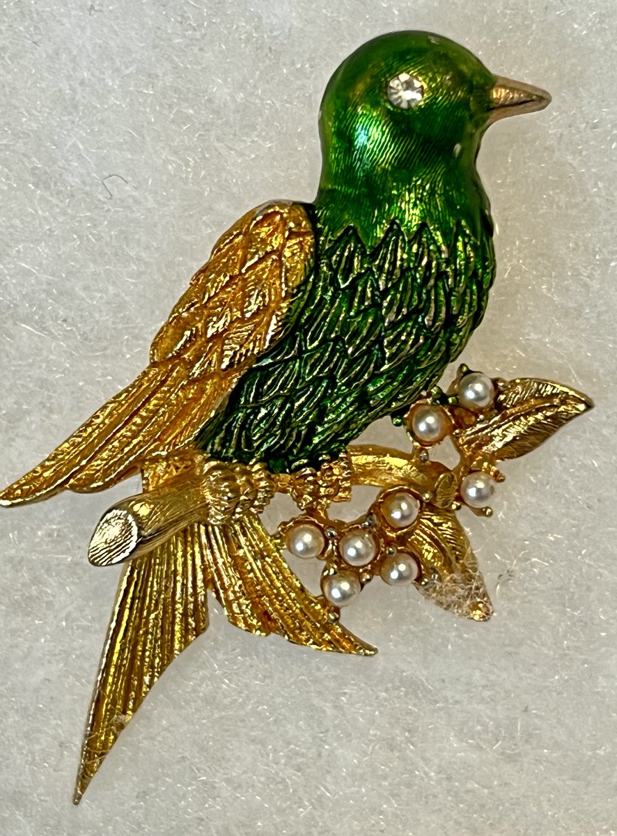 VINTAGE #EnamelBrooch Rhinestones #Pearls Bird in Tree Gold Tone #LapelPin 90s FREE SHIP

#vintage90s #vintagebrooch #brooch #broochstyle #vintagegifts #giftsformom #mothersdaygifts #giftsforher #vintagestyle #springfashion #bird #birdlover #ebayfinds 

 ebay.com/itm/2667240135…