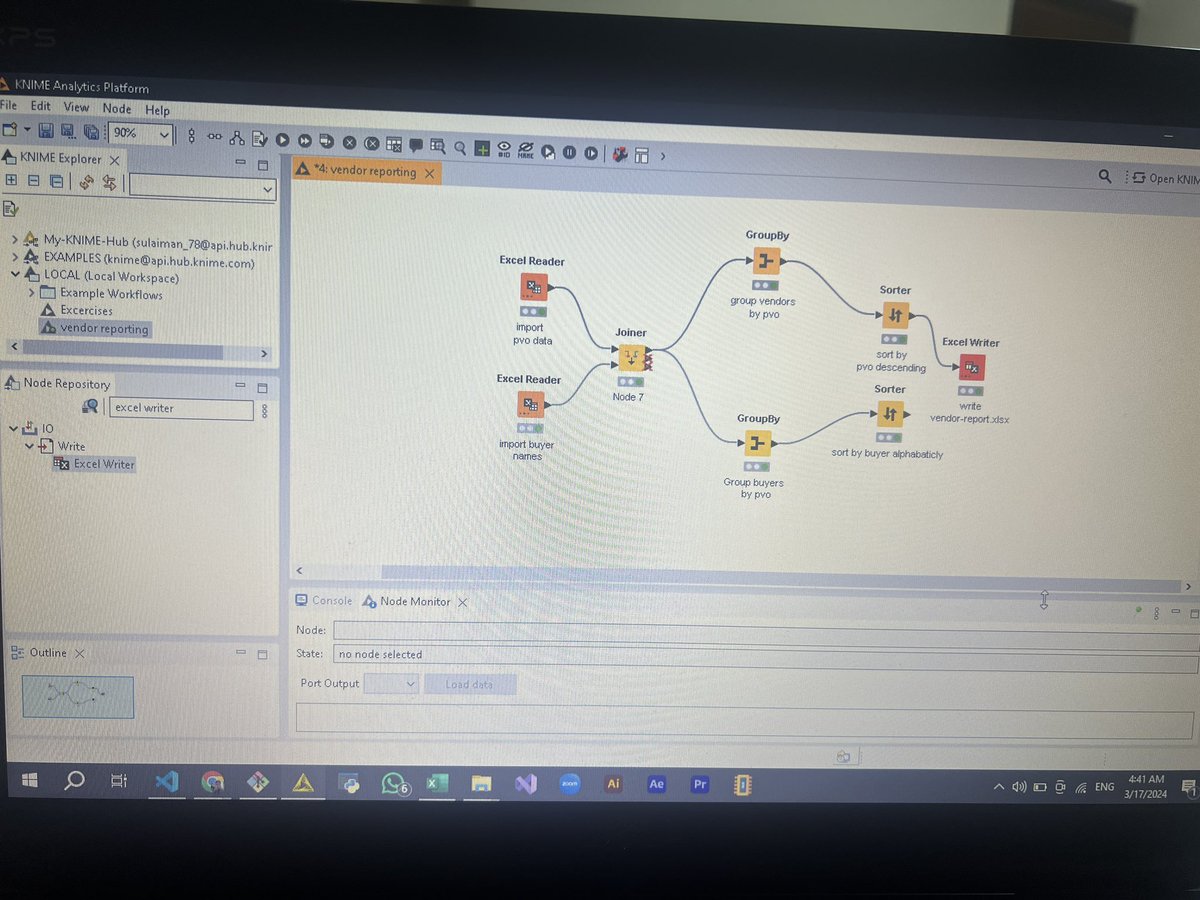 Hhhh so happy creating my first work flow using knime 😊 #knime