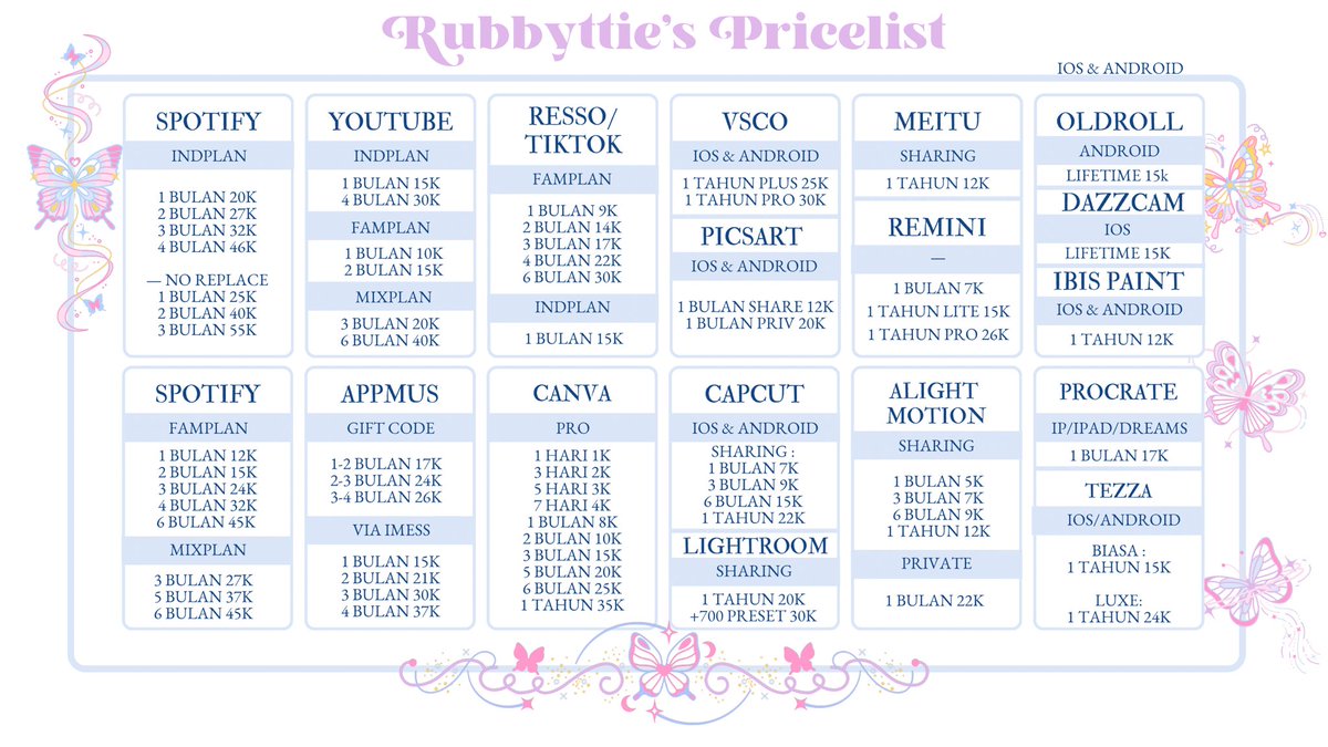open! yuk jajan🦋

💌 whatsapp bit.ly/wa-rubbyttie 
🧚🏻‍♀️ testi di pinned 
💸 qris, spay, bca, seabank, dana

 #zonauang