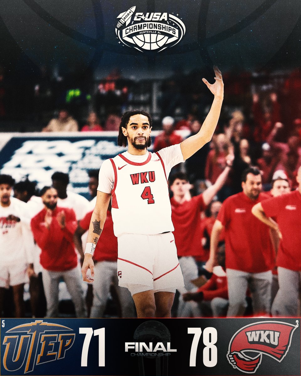 🏆 @WKUBasketball 🏆 The Hilltoppers win the 2024 CUSA Men's Basketball Championship! #RocketCityHoops 🚀