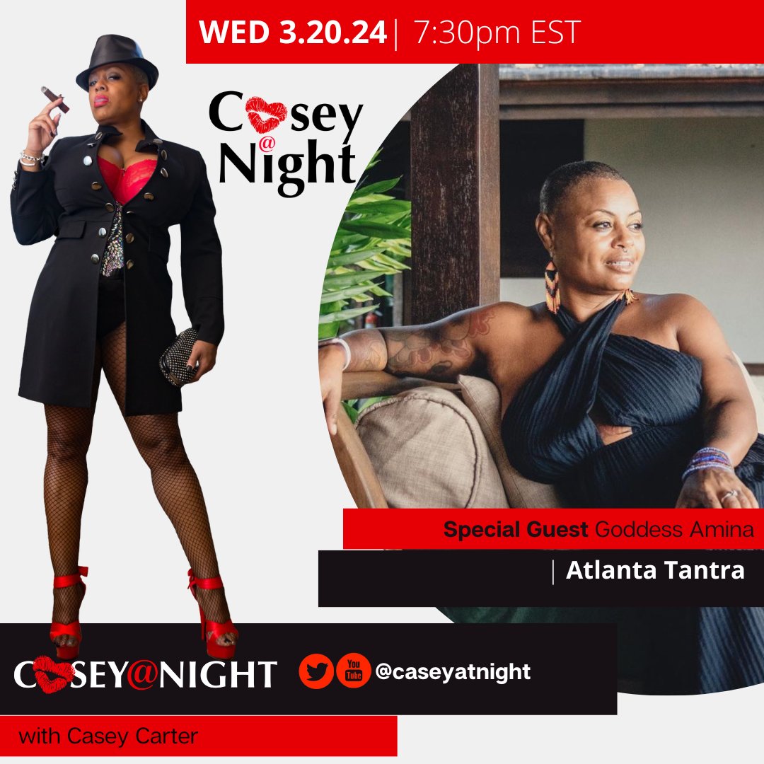 UP NEXT on #caseyatnight - Goddess Amina, founder of Atlanta Tantra. Also Erotic Abolitionist & Community Curator | Sensual Space & Medicine Holder | Shamanic Intimacy Guide & Doula Join @caseyatnight Wednesday to learn what all of that means.