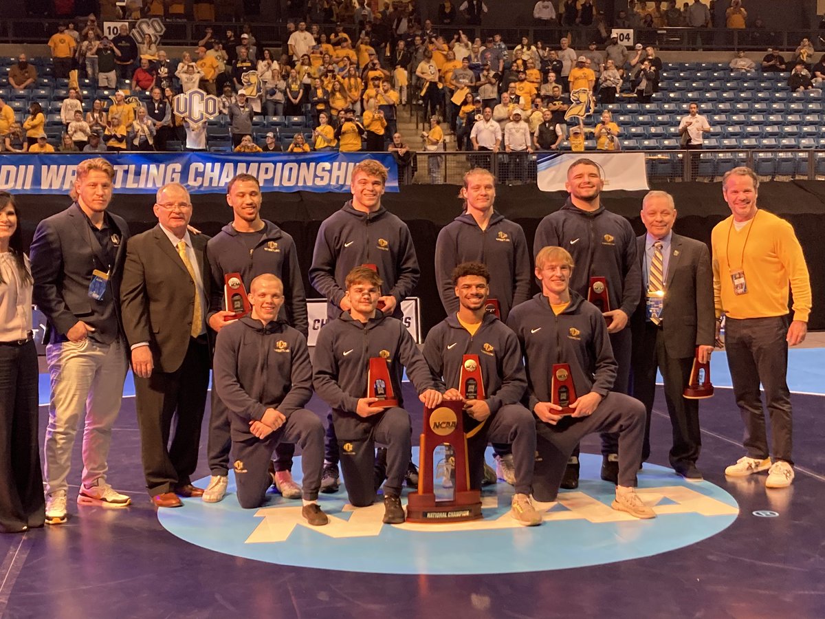 Your 2024 Division II National Champions - the Central Oklahoma Bronchos!! It’s the 17th title in program history! @UcoWrestling #RollChos