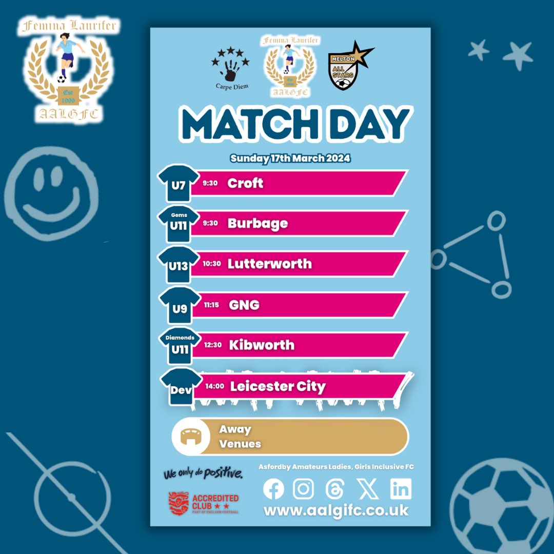 ⚽ AWAY MATCHES 🩵

Good luck to all our teams playing away this Sunday! 🙏🏼👏🏻

#AALGIFC