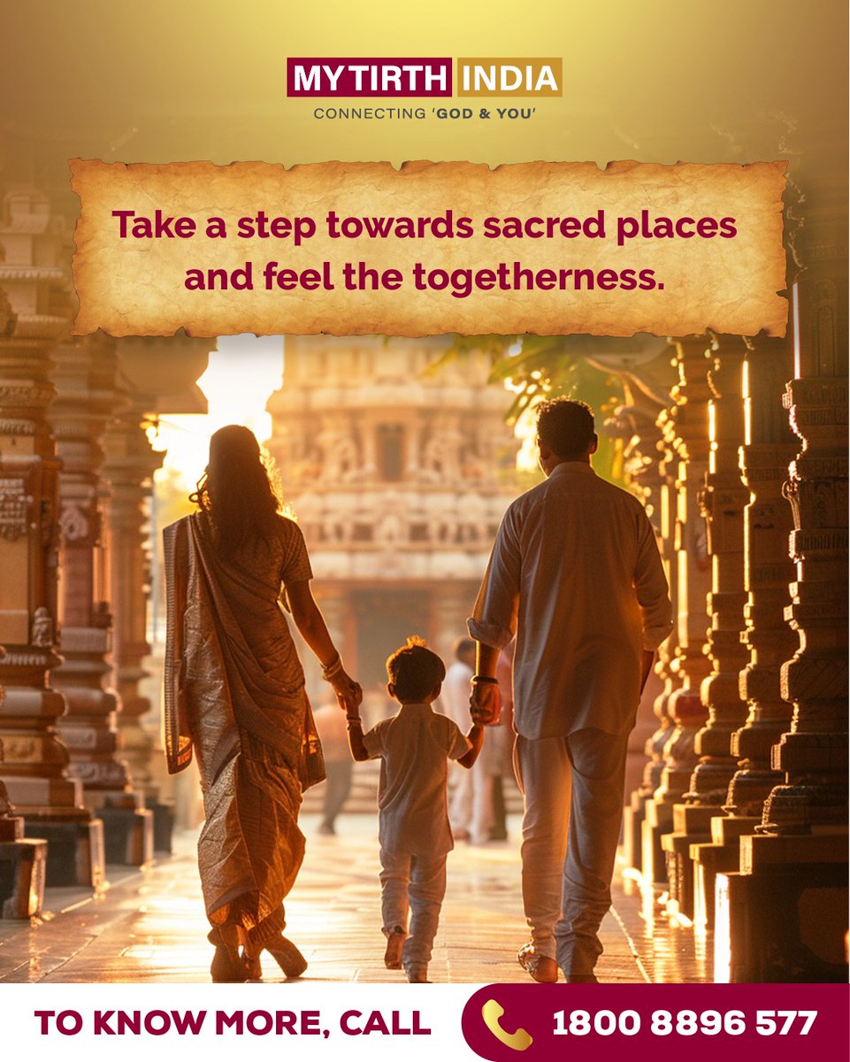 It's time to create cherished memories. Embark on a family Tirth Yatra that touches the soul.
.
To plan your journey, call 📞 1800 8896 577
.
#FamilyYatra #SacredJourney #TirthYatra #SpiritualTrip #HolyExpedition #MyTirthIndia #DivineTravel #FamilyPilgrimage #ExploreTogether #MTI