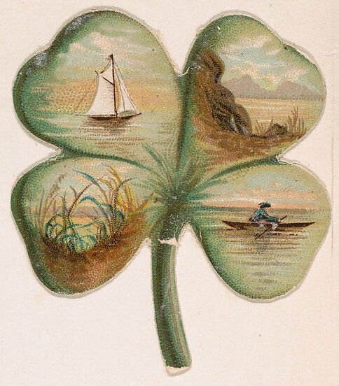 🍀#StPatrickDay🍀 'Legend says that each leaf of the clover has a meaning: the first is for hope, the second for faith, the third for love and, if you can find a 4-leaf clover, the fourth leaf represents luck' Jean LeGrand Kinney Brothers Four-Leaf Clover Novelty Series 1889