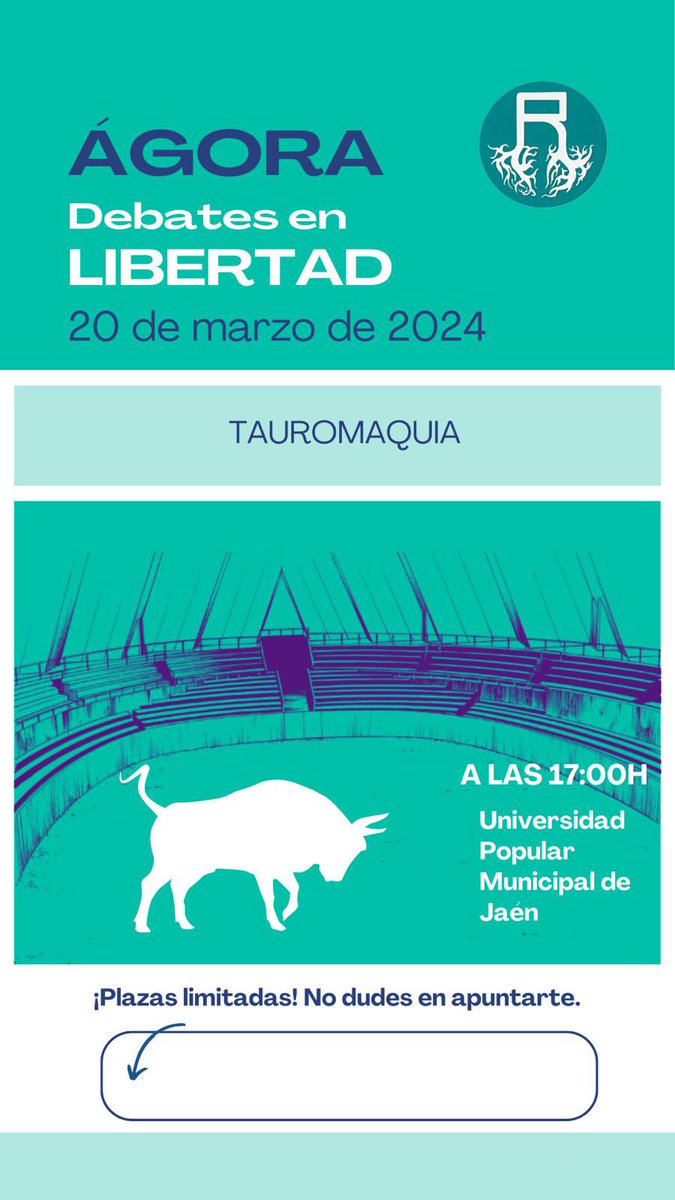 raices_es's tweet photo. El próximo Miércoles 20 de Marzo celebraremos nuestro tercer debate en libertad!

Esta vez trataremos un tema que genera sentimientos encontrados, hablaremos sobre…

TAUROMAQUIA https://t.co/0xYDtZvFcG