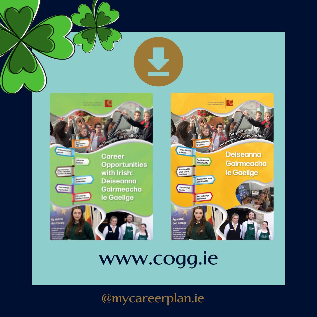 ☘️ 🇮🇪 Beannachtaí na Féile Padraig oraibh! Happy St. #StPatricksDay For the day that's in it, a reminder of all the great opportunities available for careers with Irish! cogg.ie @CoggOid #careerswithirish #gairmeachalegaeilge #mycareerplan #snag24 #gaeilge