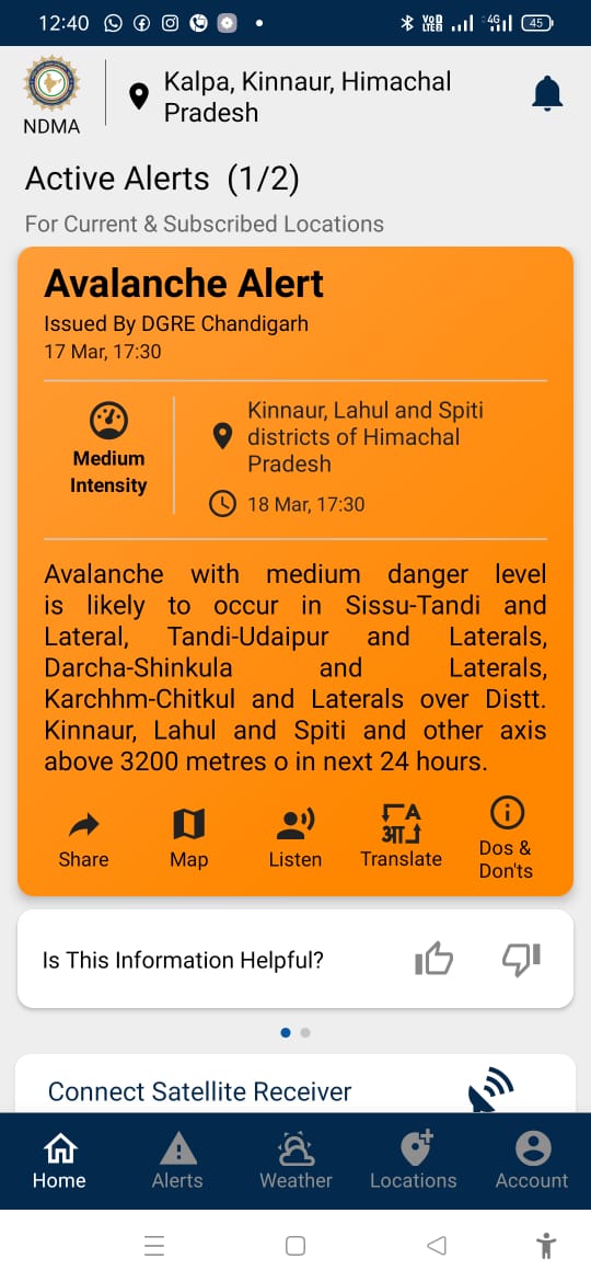 DDMAKinnaur's tweet photo. Avalanche Alert https://t.co/V9IM6b2rQX