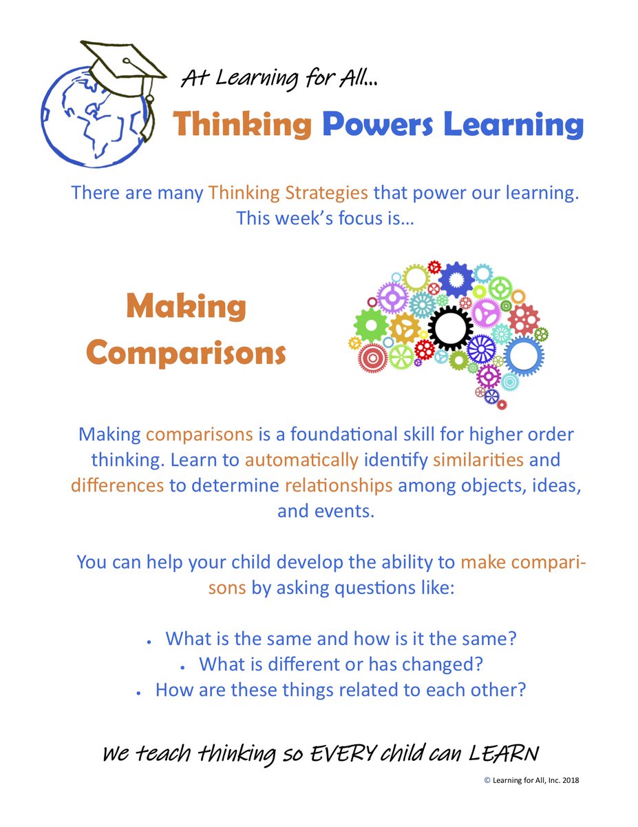 This week's focus: Making Comparisons

Every two weeks we will shift to a new Thinking Focus.

We teach THINKING so every child can LEARN

#dyslexiaawareness #thinkingskills #cognitivedevelopment #cognitiveskills #perception #thinkingfocused