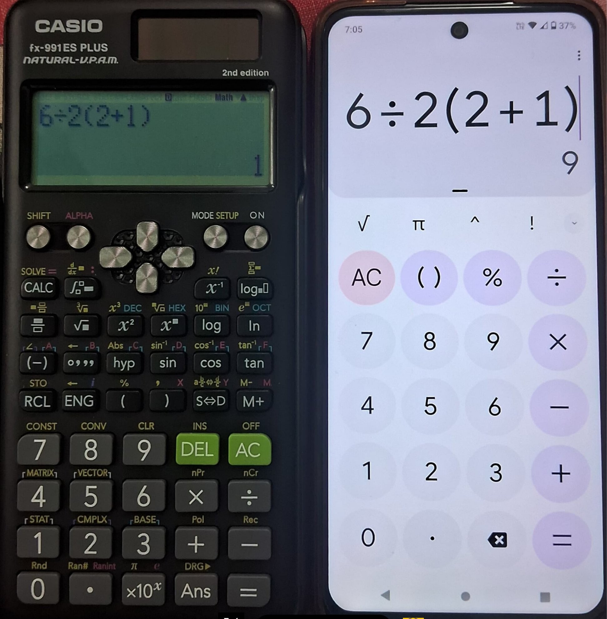 on X Math Challenge Upande gani ni sahihi Casio au Android Calculator 6 2 2 1 https t IW7BcHmxGI X