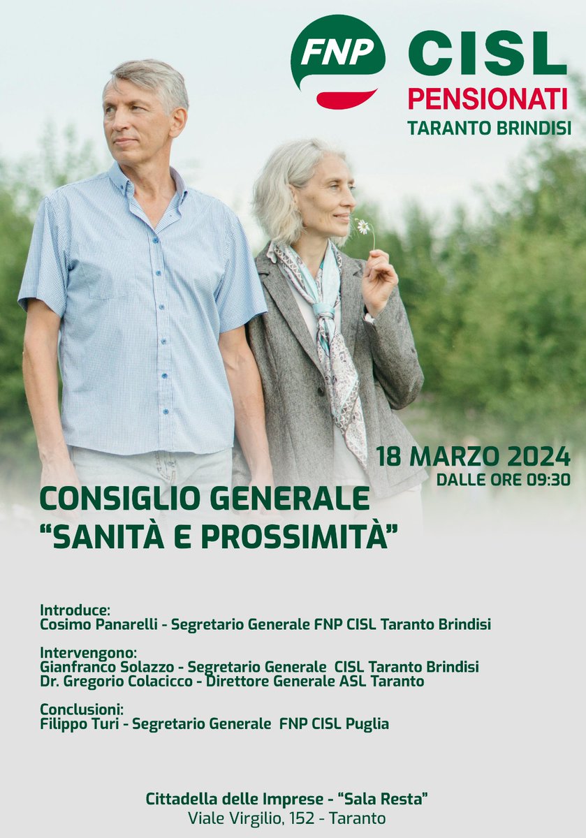 CislTaBr's tweet photo. #Ust #18marzo #Taranto #SanitàEProssimità Consiglio Generale @pugbt con #CosimoPanarelli @gianfr_solazzo #GregorioColacicco @TuriFilippo @FnpCisl @CislNazionale @CislPuglia https://t.co/GSg7lDwYHH