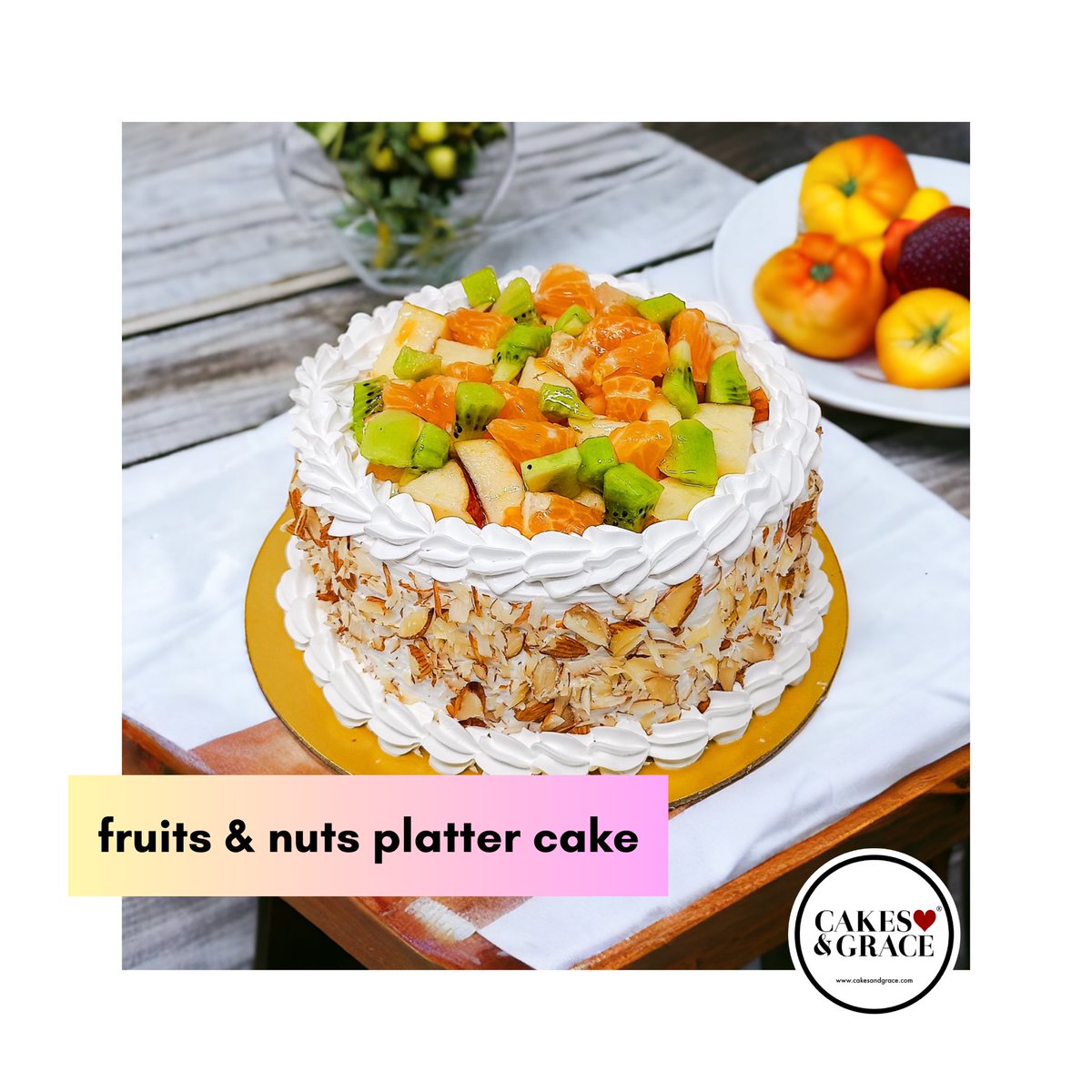 CakesAndGraceIN's tweet photo. 🍒🍊🥝🎂
Indulge in a sweet symphony with our exquisite fruits and nuts platter cake! 
—
Get your imagination designed only at @cakesandgracein
—
☎️: +91 9040 506 506
🛍: https://t.co/UboyrwiaD3
—
#spreadlove #cakesandgrace
#fruitcake #fruitplatter #customcakes #cakeoftheday https://t.co/uX4oQOJsbN