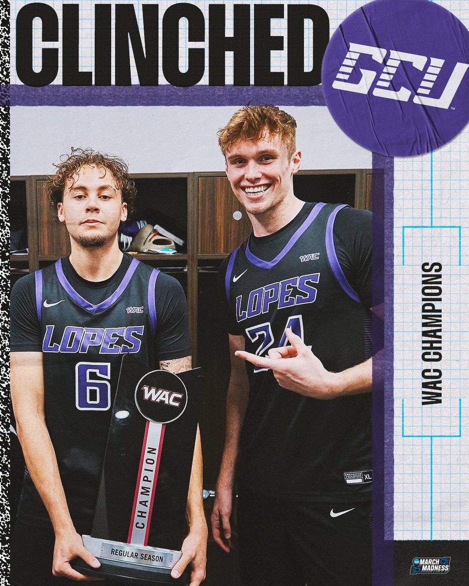 MarchMadnessMBB's tweet photo. GRAND CANYON PUNCHES THEIR TICKET 🎟️

The Antelopes win the WAC to book their spot in the Big Dance! #MarchMadness https://t.co/bzdSXVFbgo