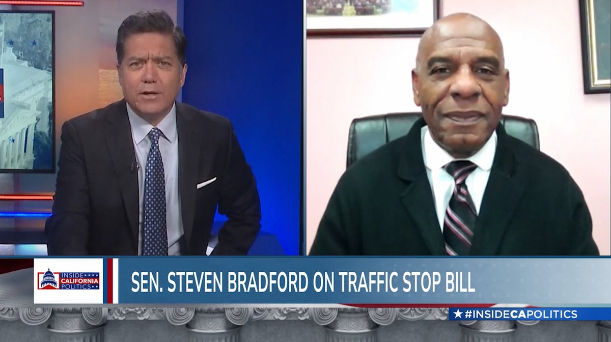 SenBradfordCA's tweet photo. My legislation #SB50 will combat racially discriminatory traffic stops by police. See my interview on @InsideCAPolitics airing on KTLA 5 at 5:30am Sunday and 3:00pm Sunday. Let’s #StopTheStops https://t.co/82CtGZsZjw